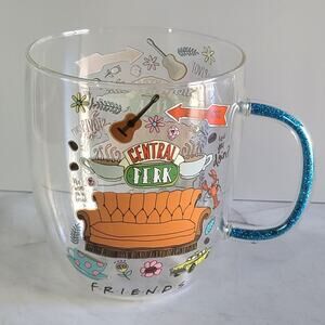 Rare FRIENDS the TV Show CENTRAL PERK Clear Coffee Mug by Silver Buffalo 22 oz